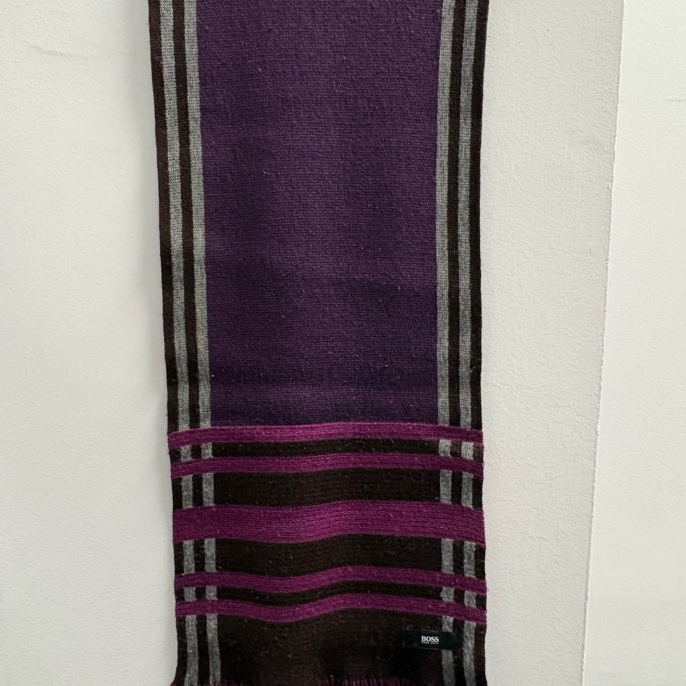 Boss Pink and Brown Striped Scarf